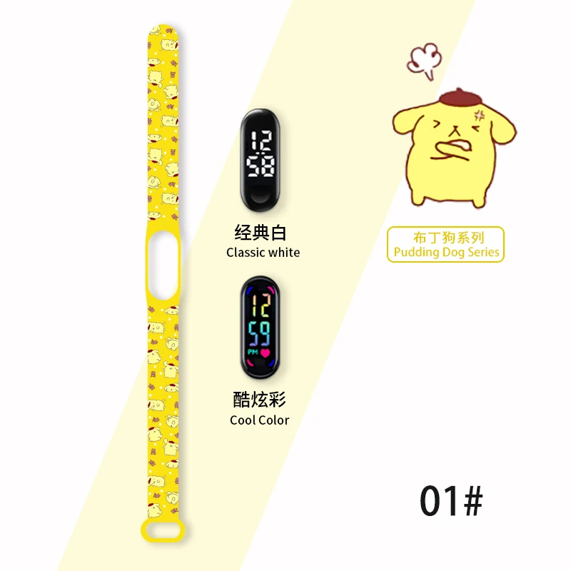 Sanrio-reloj electrónico con estampado de gato Mary, pulsera inteligente con pantalla táctil Led, figura de Anime, estudiante