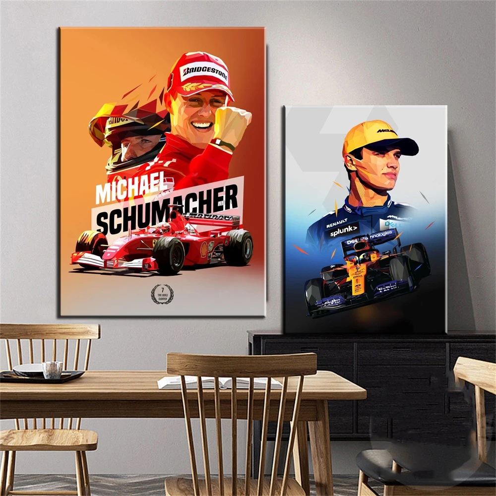 Wall Art Canvas F1 Racer Formula 1 Digital Media Racing Poster Decoration Painting Graffiti Home Decor Picture Prinr Living Room