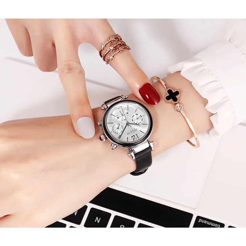 Real Functions Lady Women's Watch ISA Mov't Fine Sport Hours New Fashion Real Leather Girl's Birthday Christmas Gift Julius Box