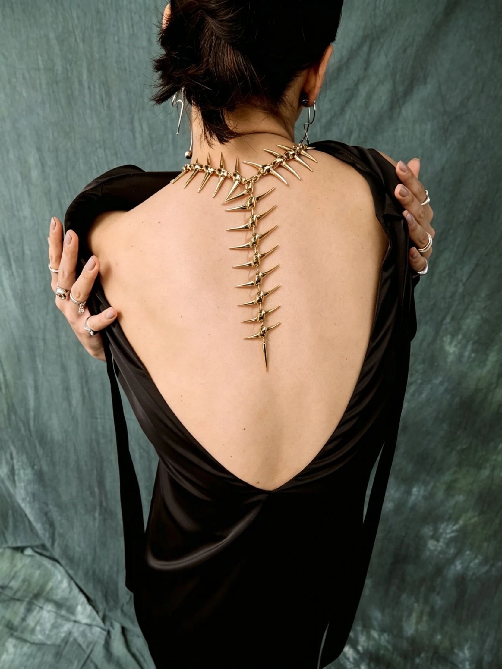 backless dress jewelry HLSOHJP Pearl Backdrop Necklace for Backless Dress Back Necklace Bridal Long Gold Drop Back Chain Body Jewelry