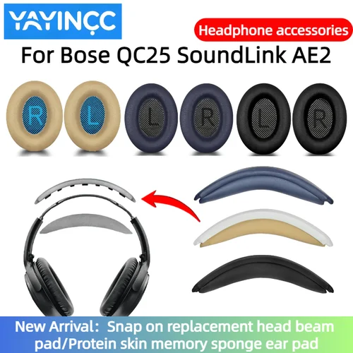 Imagen 1 del producto Reemplazo de cojín de haz de cabeza a presión/almohadilla de esponja de memoria de piel proteica para accesorios de auriculares Bose QC25/SoundLink AE2