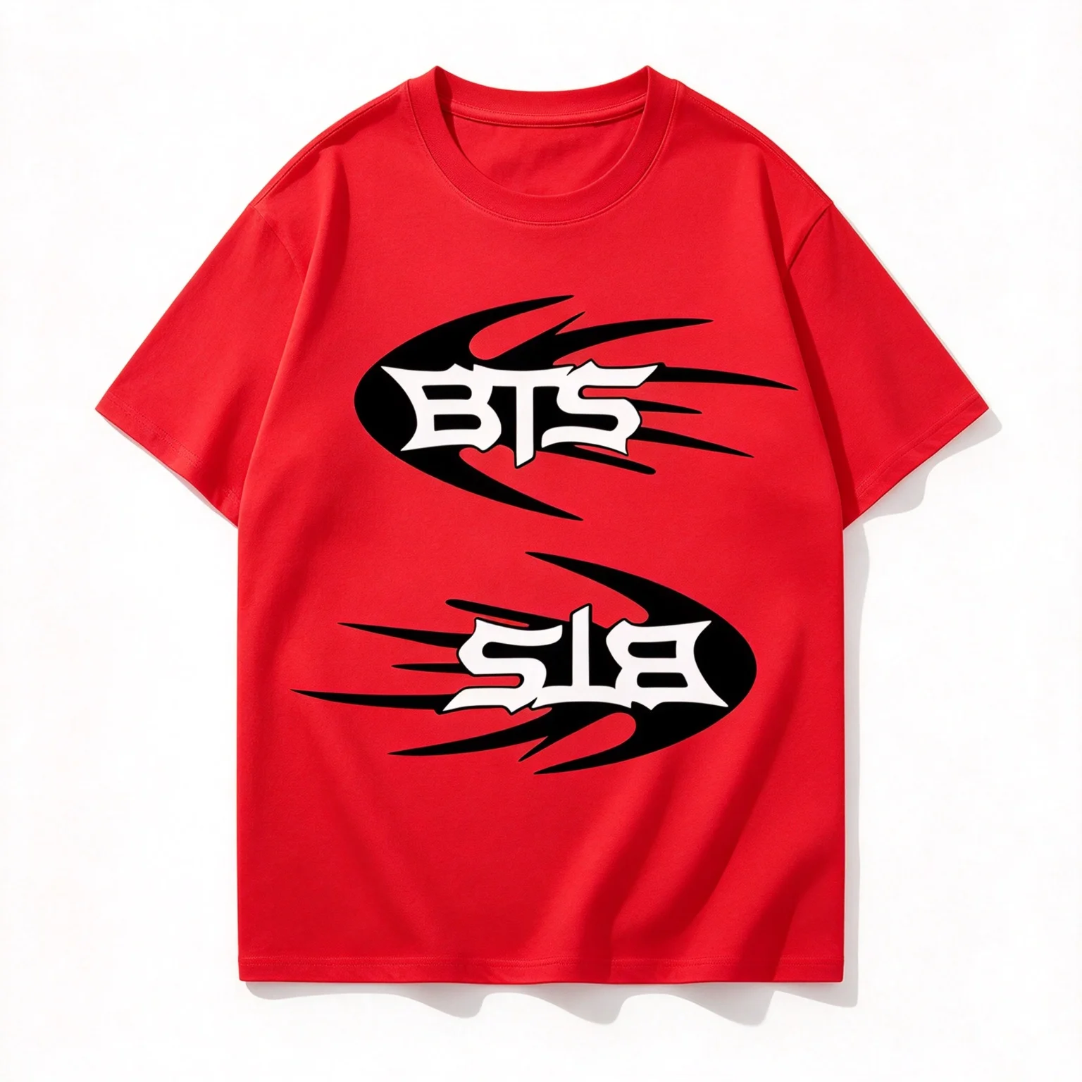 Kpop BTS Bangtan Gothic Metal Idol Tee Men's Women's White Retro Cool Graphic Art Print Oversized Short Sleeve Streetwear Top