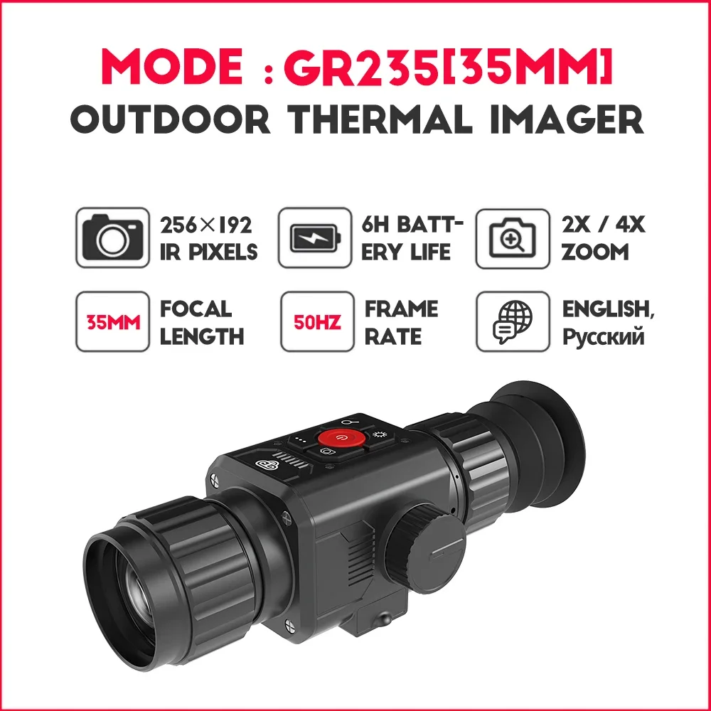 GOYOJO GR235 Thermal Imaging Scope, 35mm Infrared Night Vision, 256x192 Resolution for Wildlife Observation and Outdoor Hunting