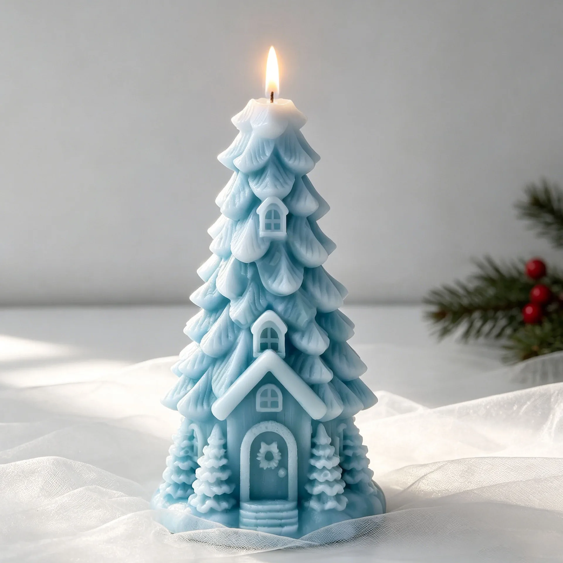 Art Craft House Making - Christmas Candle Tree House Design Silicone