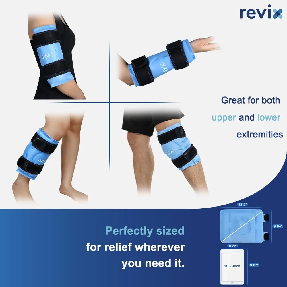 Ice Packs for Knee Injuries Reusable, Gel Ice Wraps with Cold Compression for Injury and Post-Surgery, Plush Cover