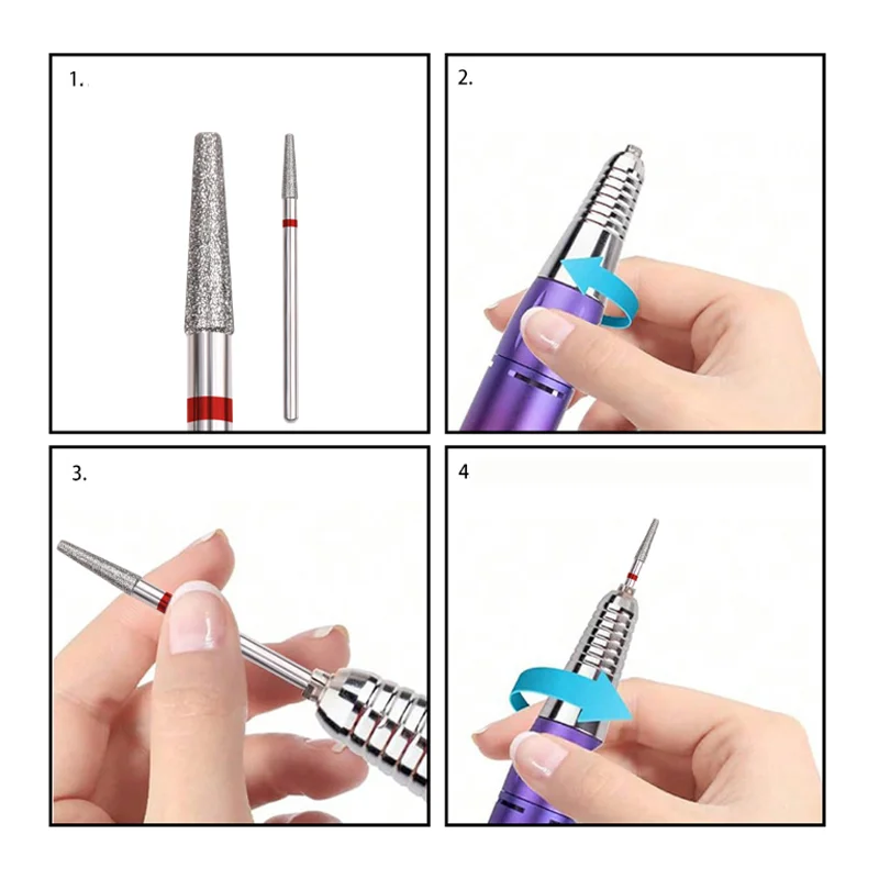 1Pc/Box Tornado Flame Diamond Nail Drill Bit Milling Cutters Pedicure Diamond Burrs for Electric Polisher Accessories Nail Tools