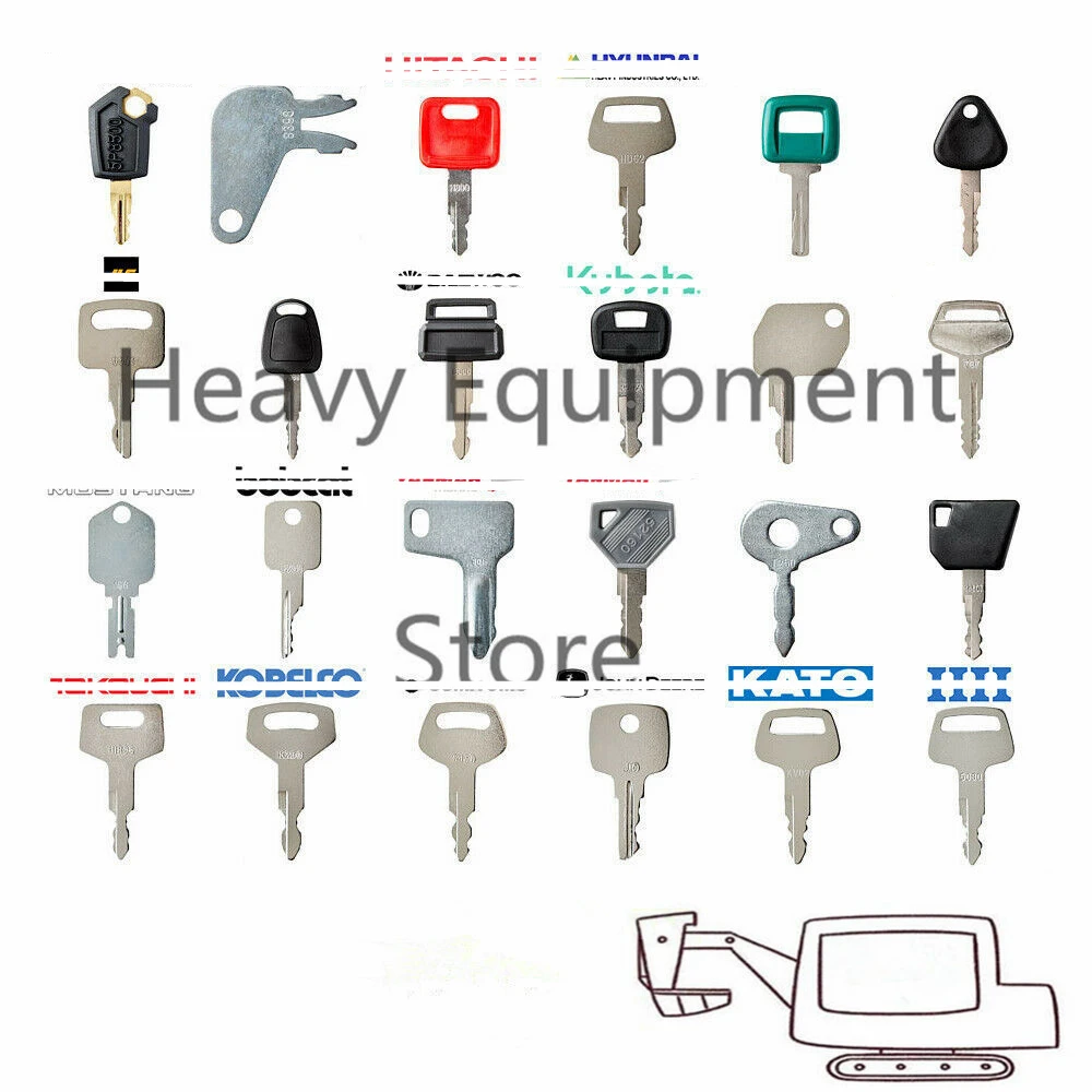 

Set of 24 key For Caterpillar Komatsu Yanmar Hitachi Hyundai Volvo JLG Doosan JCB Kobelco Takeuchi John Deere IHI KATO Excavator