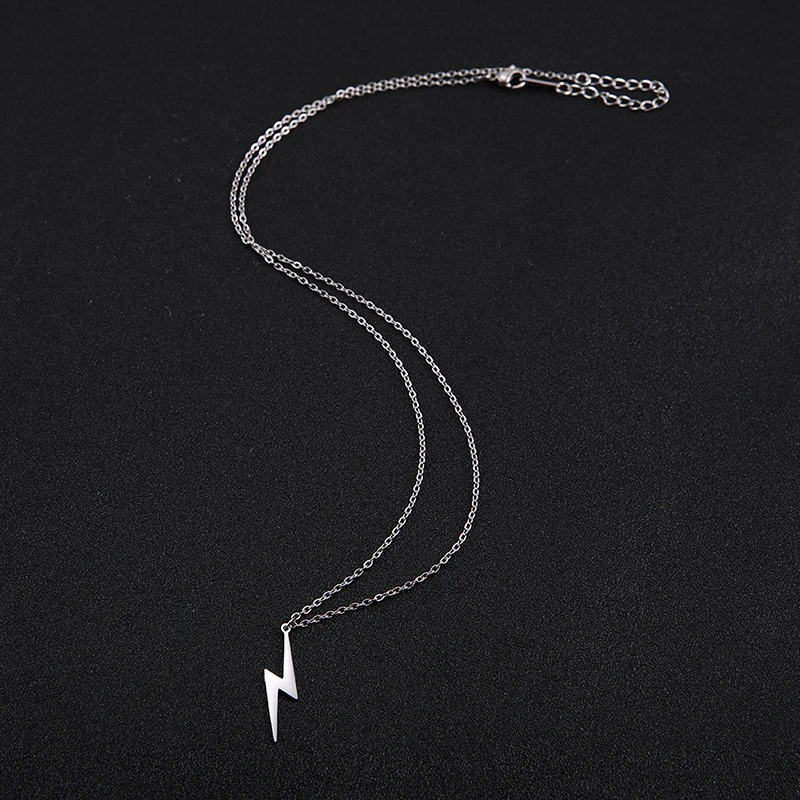 Lightning Necklace Thunder Minimalist Pendant Thunder Pendant Chain Unisex Jewelry Charms Inspirational Gift,Stainless Steel