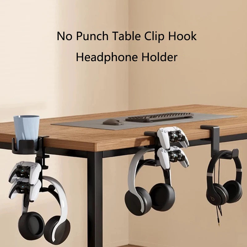 Creative No Punch Super Load-bearing Table Clip Headphone Hook Headphone Holder 360 Degree Rotating Headphone Storage Holder