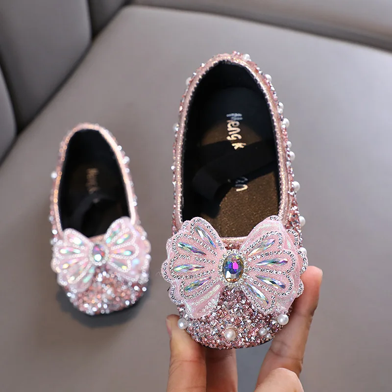 

Girls Princess Shoes Autumn New Baby Kids Shoes Glitter Fashion Flats Party Dress Dance Soft Wedding Shoes H975