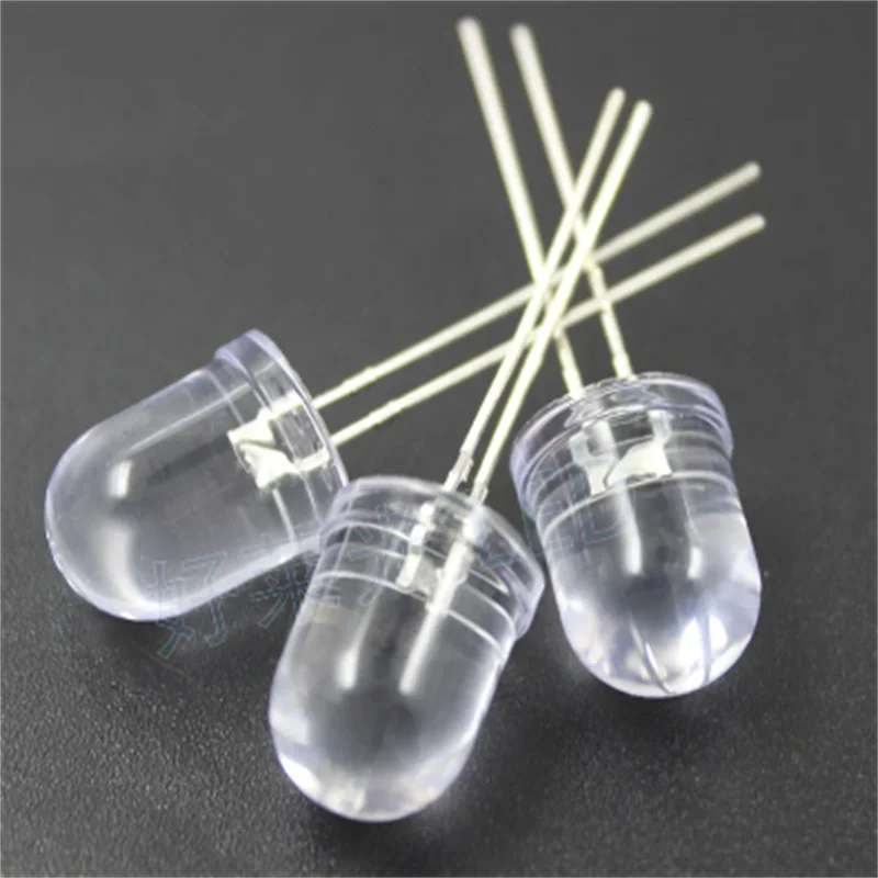 50pcs 10mm White Transparent Led 20ma 3v Ultra Bright Round F10 Light Emitting Diode Lamp Water Clear Through Hole Bulb