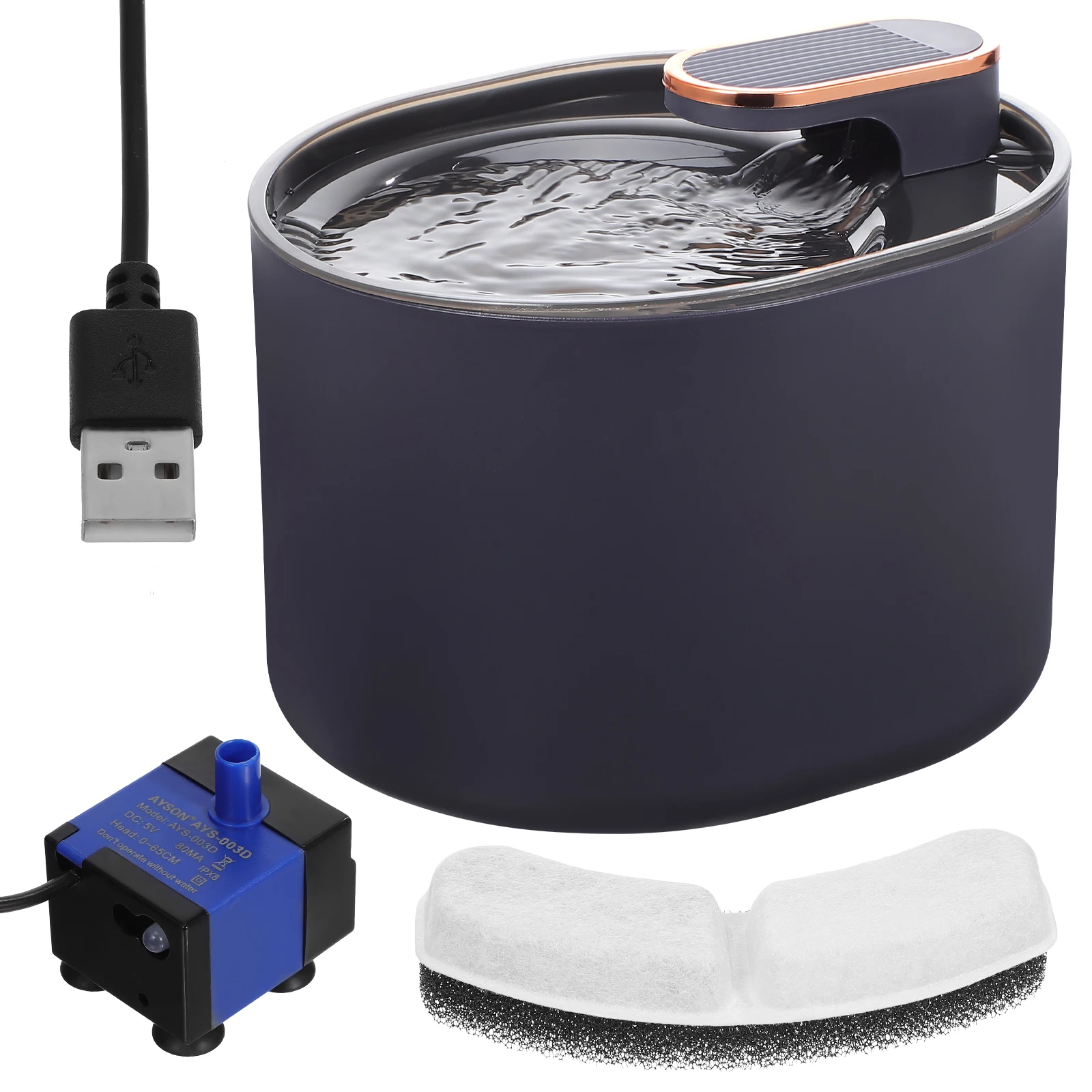 

3L Pet Water Fountain Cat Dog Dispenser Blue Silent Pump LED Light Low Water Protection Filter Pet Supplies