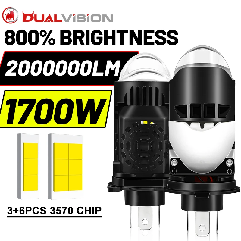 

Bi LED H4 Projector Lens 1700W 2000000LM LHD RHD High Low Beam CSP Chip Car Lights Canbus Automobile Led Lamps Mini Lens 12V 24V