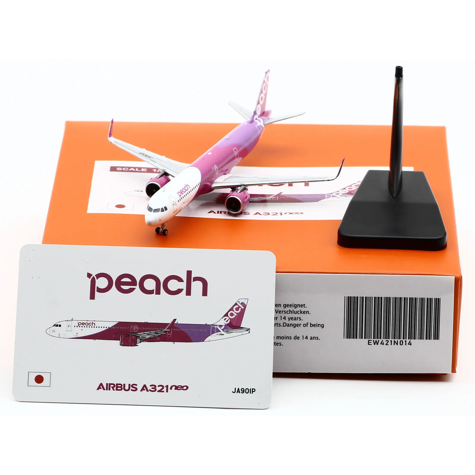 

EW421N014 Alloy Collectible Plane Gift JC Wings 1:400 Peach Airlines Airbus A321neo Diecast aircraft Jet Model JA901P With Stand