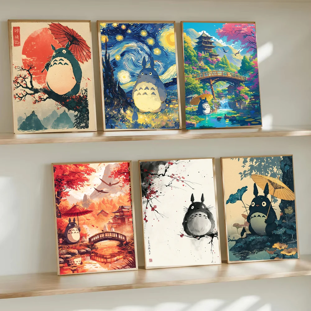 Kawaii Japanese Anime Poster T-Totoro Classic Movie Canvas Painting Print for Living Room Bar Decoration Room Wall Home Decor