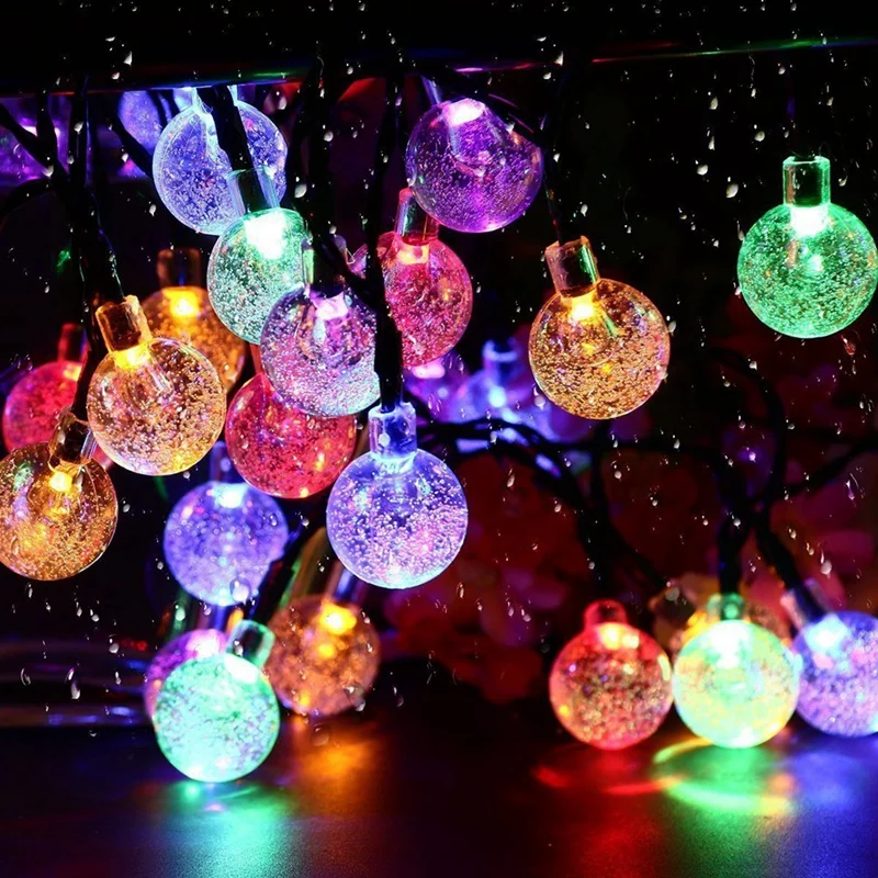 Solar Light Bulbs Crystal Ball 8 Modes 5M LED String Lights Fairy Lights Garlands For Christmas Decoration