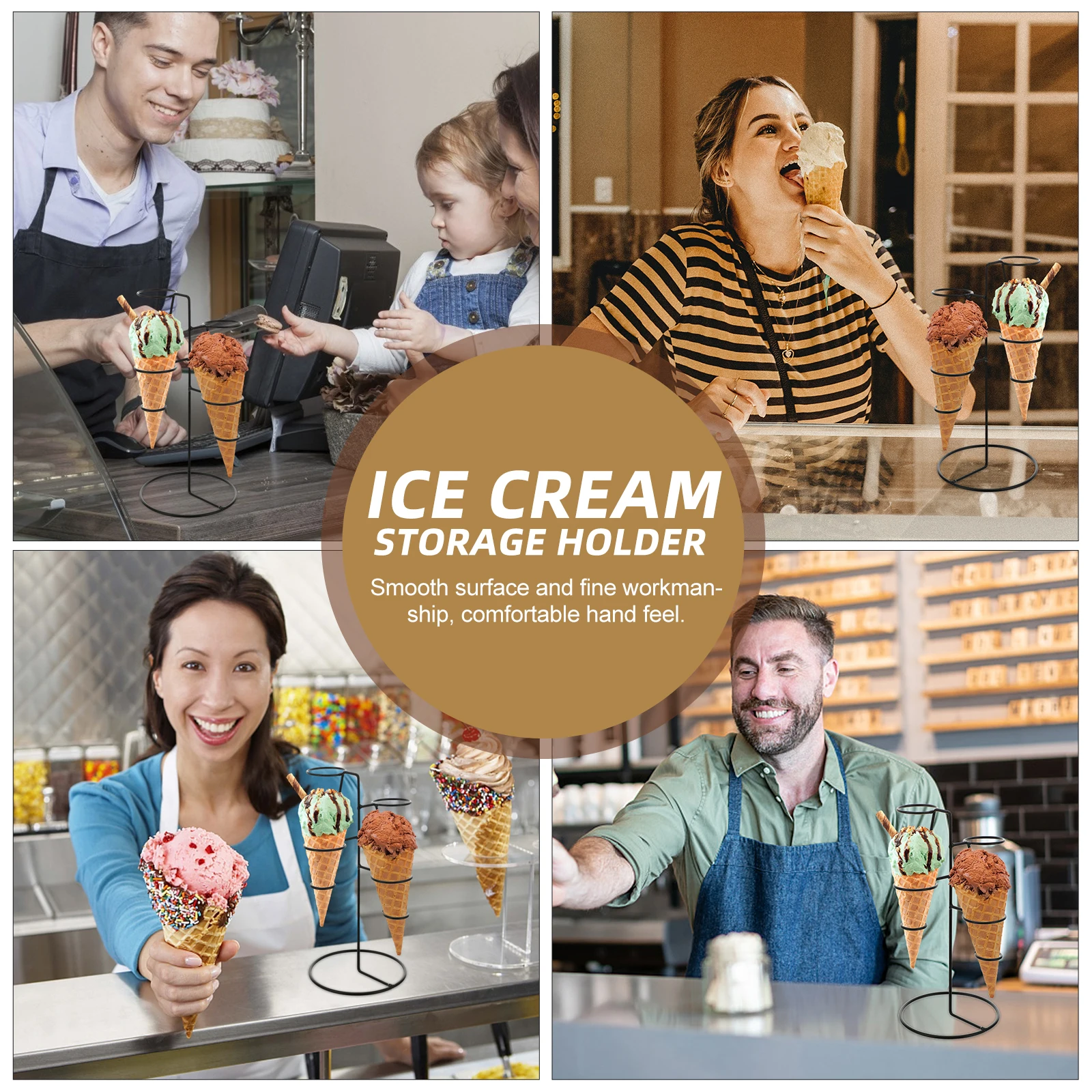 

1 pc Sweet Cone Holder Premium Ice Cream Display Rack For Party Bakery Dessert Shop Storage Stand Practical Bracket