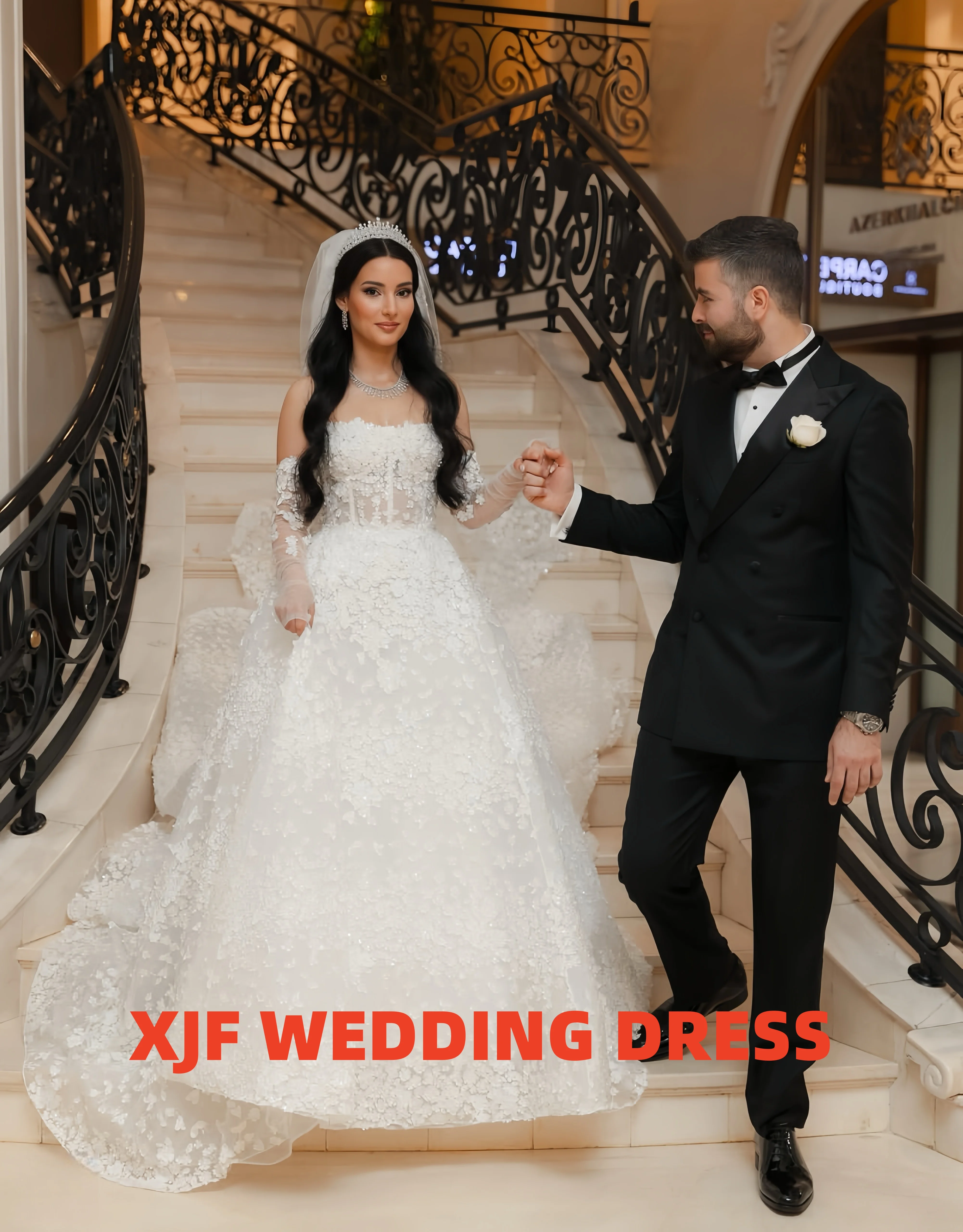 Abito da ballo personalizzato a maniche lunghe con colletto dolce splendido abito da sposa amanda novias abiti da sposa amanda