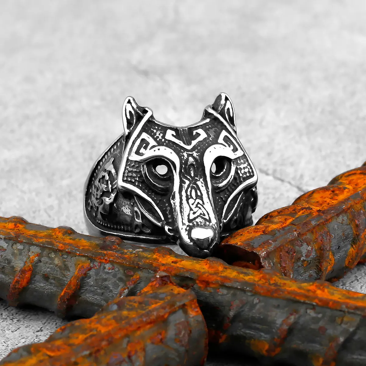 Original Design Viking Animal Wolf Head Ring Nordic Men's Retro Fashion Jewelry Ring Teen Locomotive Gift Accessories