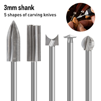 5 Pcs Wood Carving Drill Bits Set with 3mm Shank Compatible with Dremel Rotary Tool, Woodworking Accessories