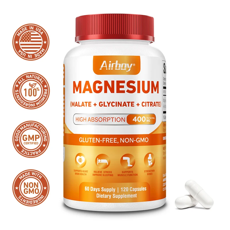 

Magnesium (Malate + Glycinate + Citrate) - Improve Cardiovascular Health, Reduce Stress, and Promote Healthy Sleep