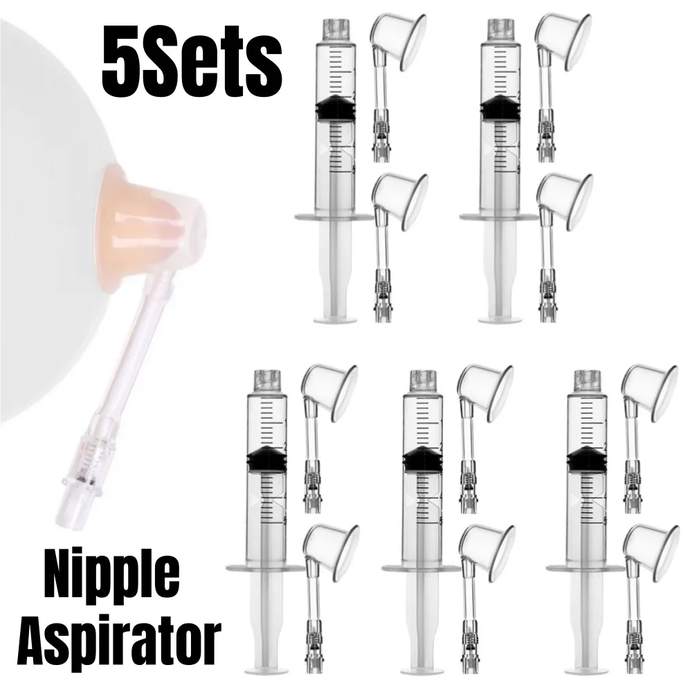 

5Sets Medicial Nipple Feeding Sucking Attractor Nipples Flat Inverted Treatment Redress Correction Nipple Aspirator Shaper