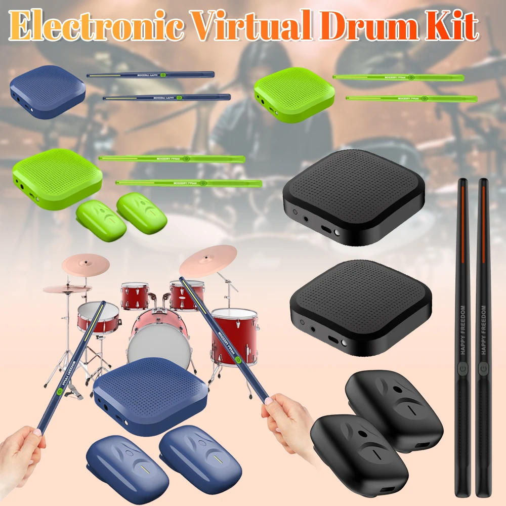 

Соматосенсорная виртуальная барабанная установка, электронные воздушные барабанные палочки, музыкальный инструмент, умная беспроводная барабанная палочка виртуальной реальности, комплект педалей