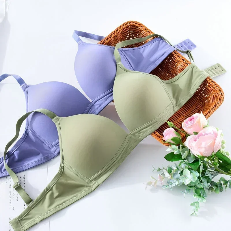 Womens Sexy Bra Seamless Push Up Tops Underwear Wireless AB Cup Bras Comfort Lingerie Solid Color Fashion Female Gather Bralette