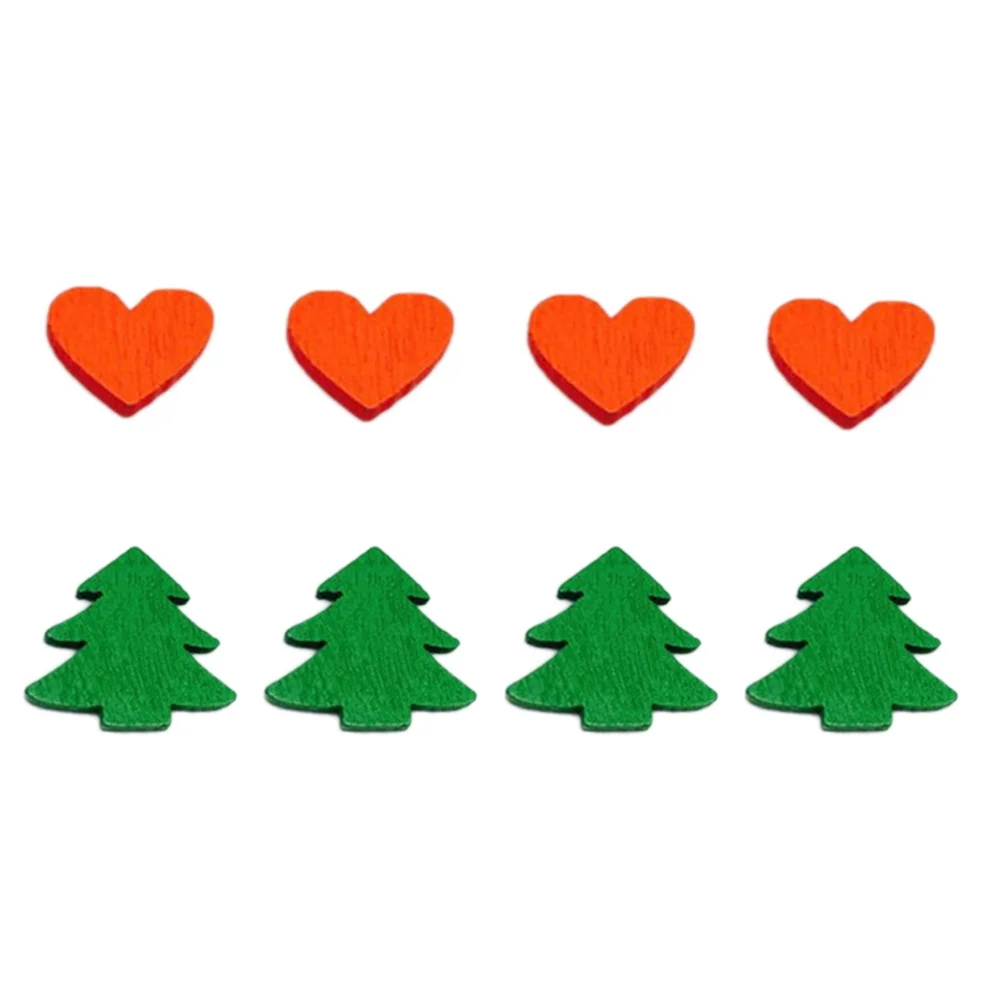 

100pcs Christmas Wooden Ornaments Heart Tree Hanging Craft Set For Holiday Wedding Decoration Diy Projects Wooden Christmas