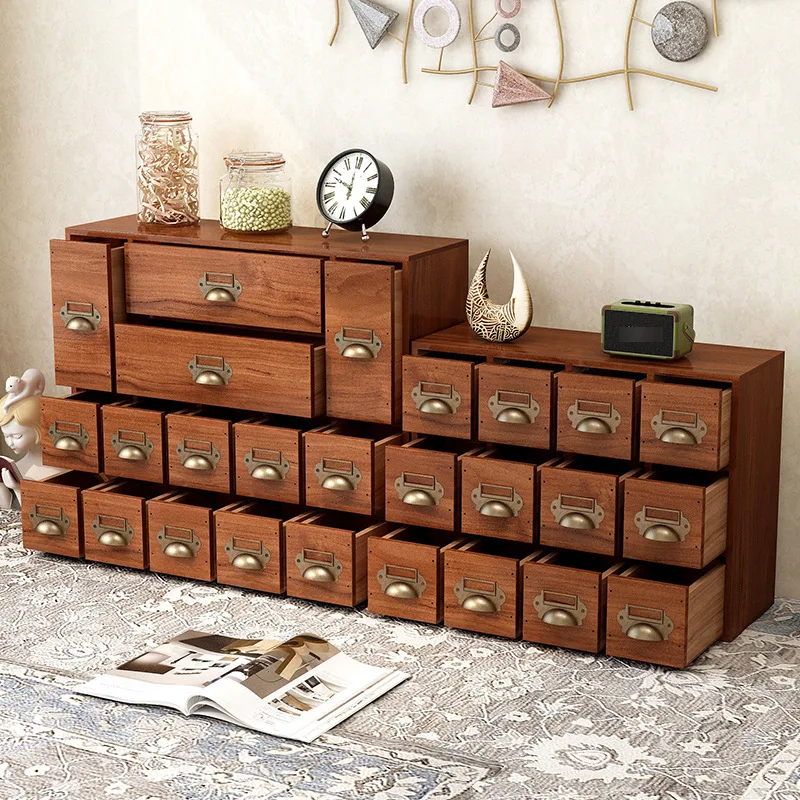 DSA retro solid wood drawer storage box desktop stationery jewelry finishing multi-layer cabinet