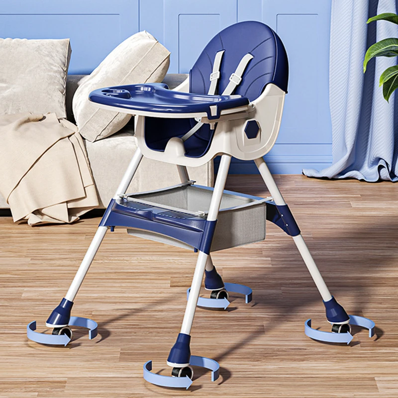 كرسي طعام للأطفال قابل للطي كرسي مرتفع للأطفال لمدة 6 أشهر بالإضافة إلى حامل أكواب مبطن ومسند للقدمين #5
