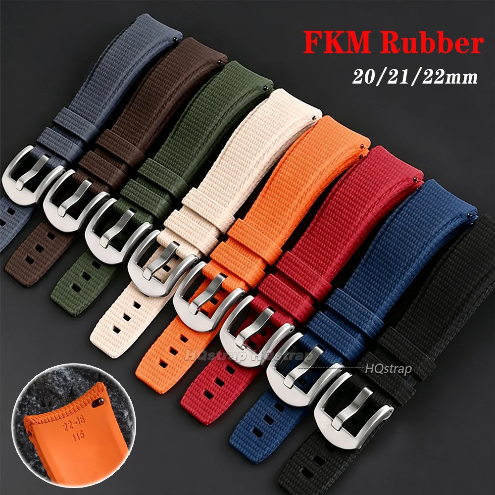 Bracelet de montre en caoutchouc FKM 20mm 21mm 22mm pour Seiko pour Rolex, bracelet à extrémités courbes, bracelet de poignet à libération rapide, bracelet universel pour montre connectée