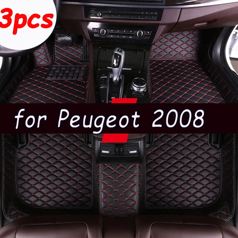 Car Floor Mats For Peugeot 2008 E2008 2020 2021 2022 2023 Carpets Foot Pads Accessories Interior Parts Waterproof Rug Automobile