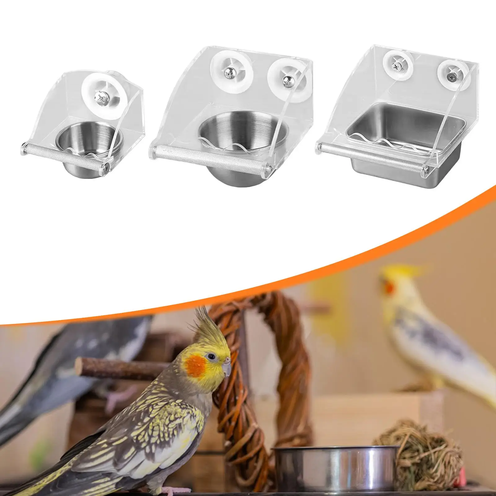 Comedero para Pájaros para Jaula, Contenedor de Alimentos Fácil de Instalar, Comedero sin Desorden, Accesorio para Jaula para Loros Psittacus Erithacus