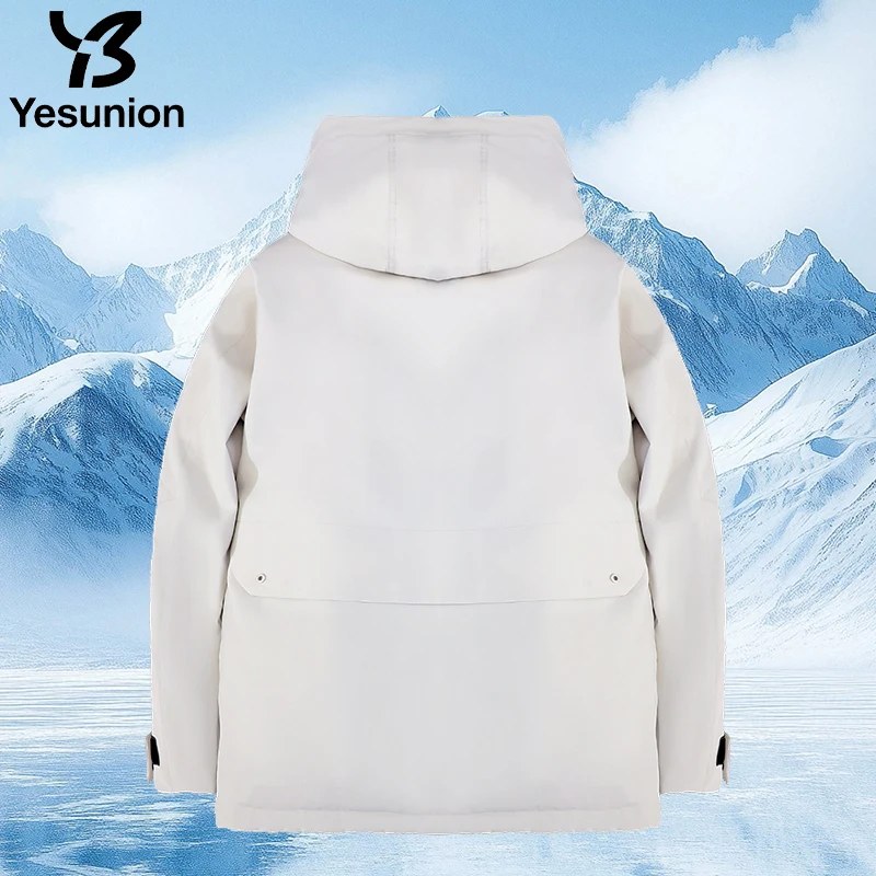 YESUNION للجنسين سميكة بطة أسفل سترة معطف الشتاء الدافئ يندبروف مقاوم للماء معطف فضفاض غير رسمي موضة الطقس البارد القماش