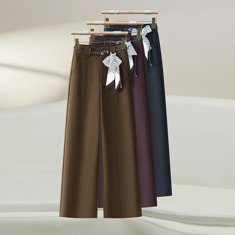 

Autumn New Style Elegant Commuter High Waist Draped Slimming Wide Leg Pants Fashionable Elegant Straight Casual Pants
