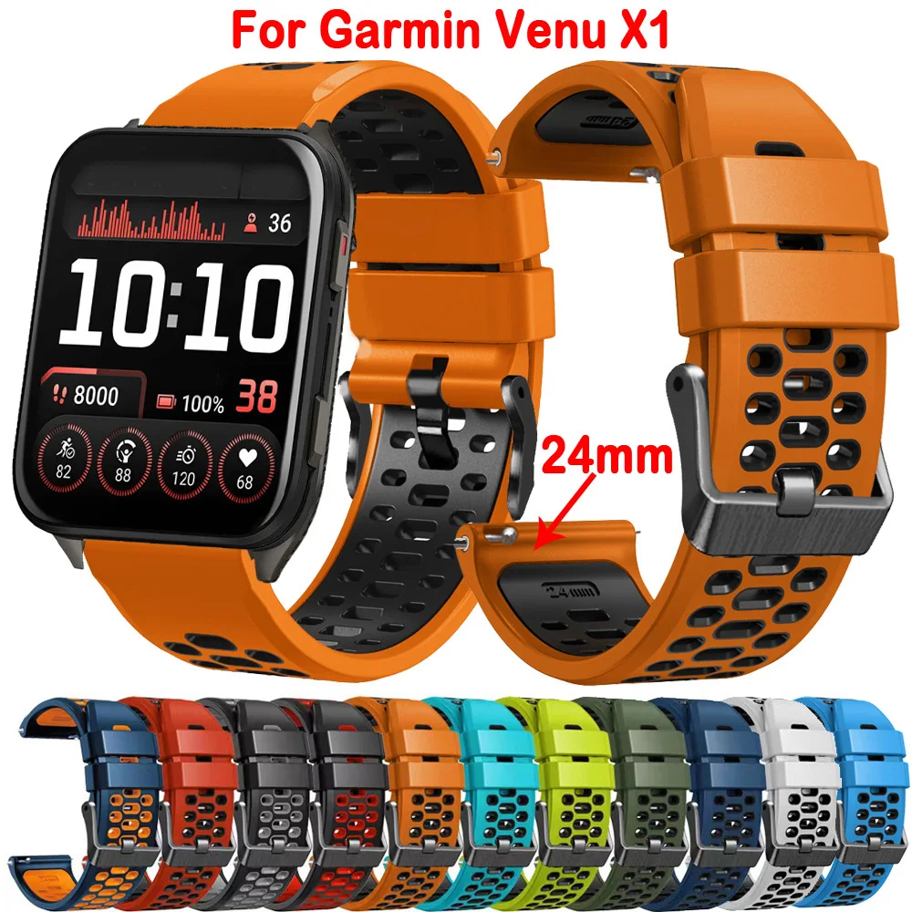

For Garmin Venu X1 Watch StrapSilicone Wristband Smart Breathable For Garmin Venu X1 Replacement 24mm Watch Strap