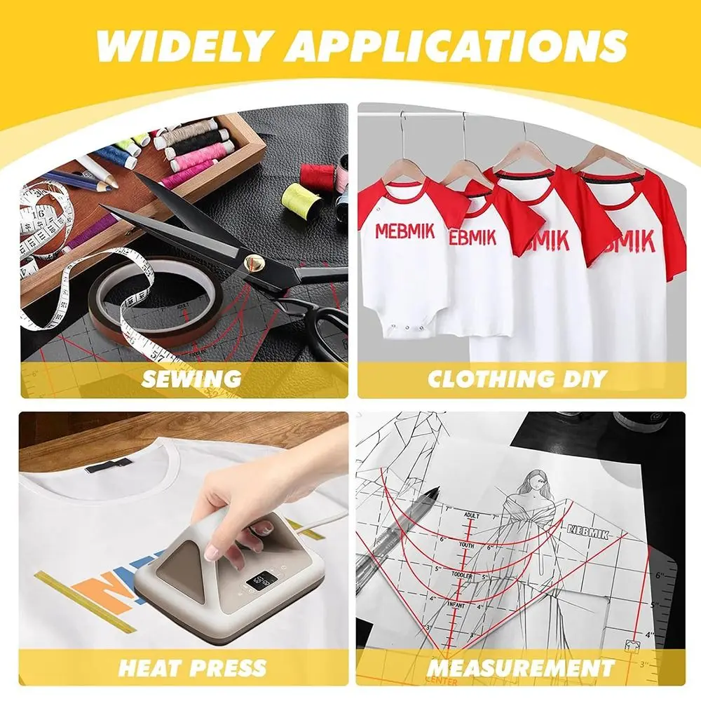 Tshirt Ruler Guide for Vinyl Alignment for Heat Press in HTV Vinyl, All-in-ONE T Shirt Ruler to Center Design and Craft Sewing