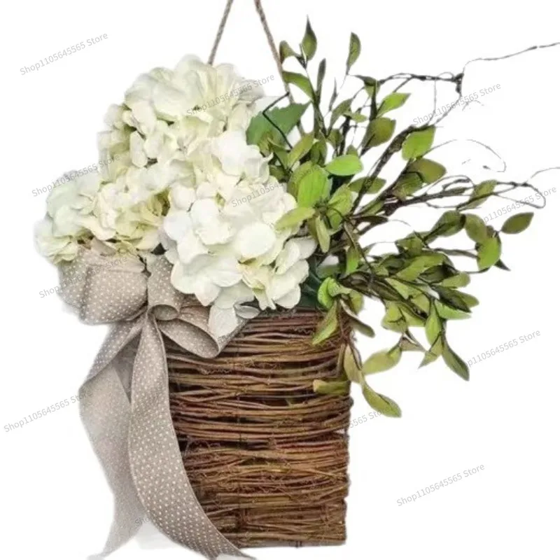 For Woven Wisteria Flower Basket Artificial Flower Art Wall Hanging Decorative Ornaments