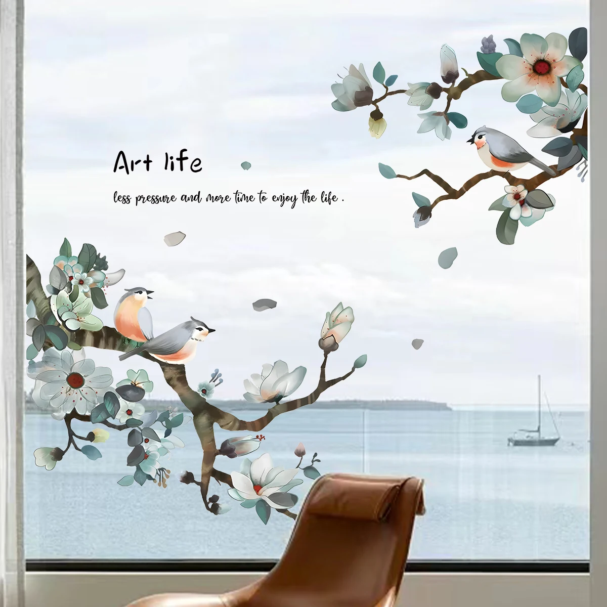 Aquarell Zweig Blume Vogel Wanda uf kleber Dekoration für Fenster Schlafzimmer Kinder Wohnkultur Wohnzimmer Wandt attoos DIY