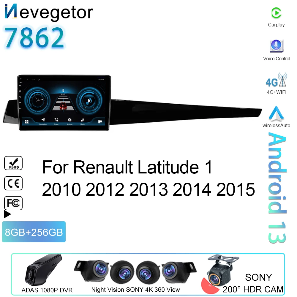 

Android для Renault Latitude 1, 2010 2012 2013 2014 2015, мультимедийный автомобильный GPS, авторадио, плеер, навигация, стерео радио, без 2din DVD