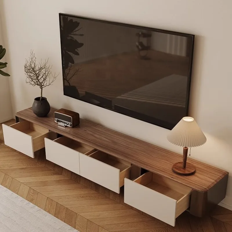 Modern simple small apartment light luxury coffee table size round living room home antique walnut surface coffee table 5