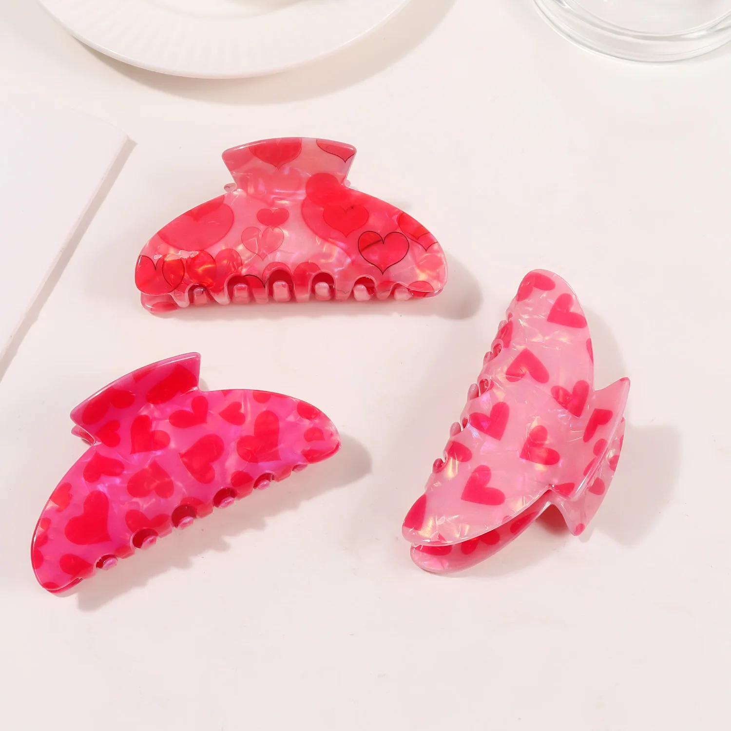 

Новый розовый цветочный коготь для волос в форме сердца, милый зажим для волос, подарок на день Святого Валентина для женщин, подарок для нее, заколка для волос в форме сердца для подруги