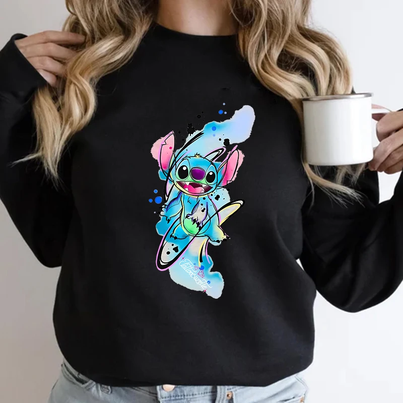 Woman Sweatshirts Hoodies Autumn Party Fashion Long Sleeves Mickey Clothing Trends Ladies Top Christmas Disney Stitch Hoodie