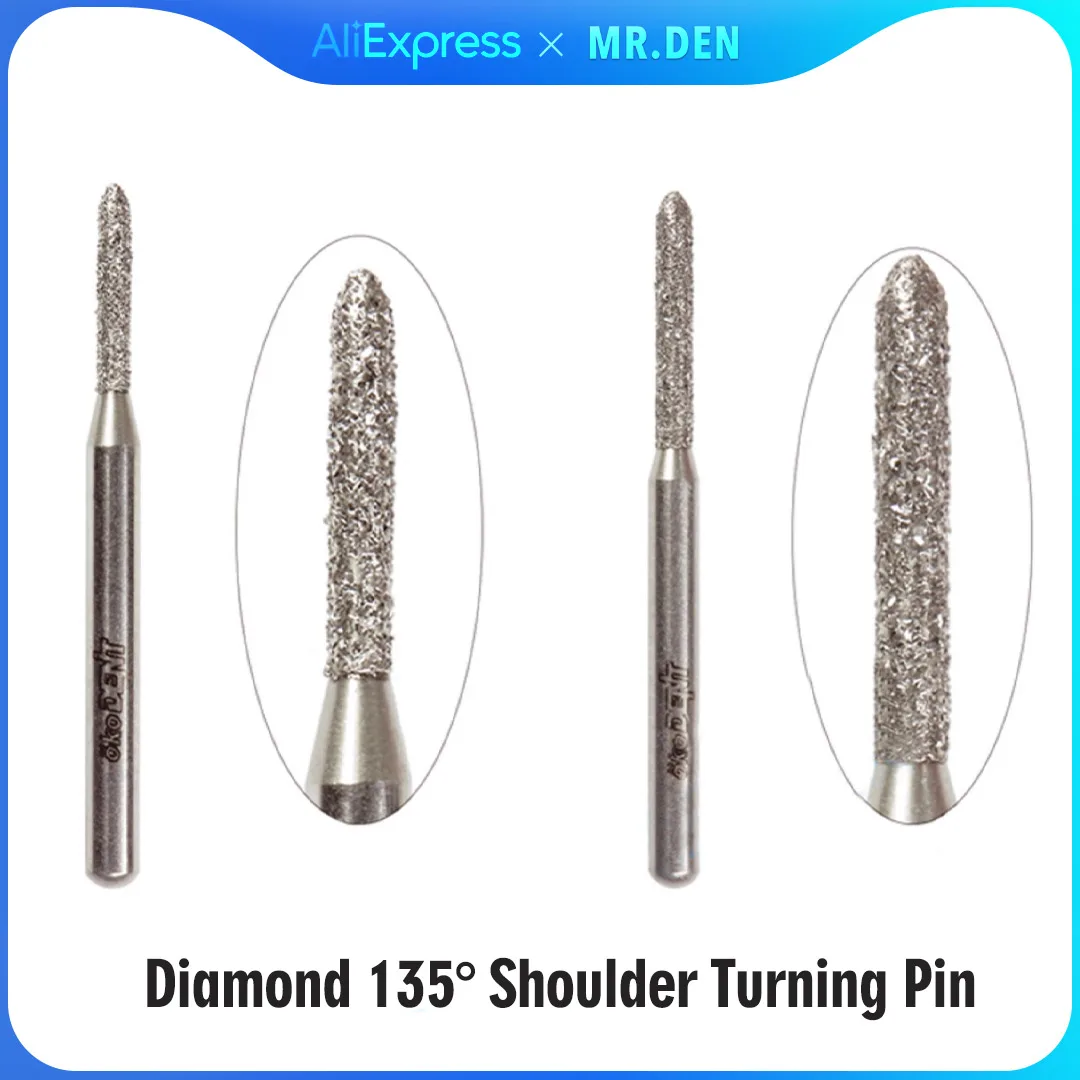 10pcs MR DEN Diamond 135° Shoulder Turning Pin 135 Degree Shoulder Table Preparation Dressing Diamond Preparation Turning Pin