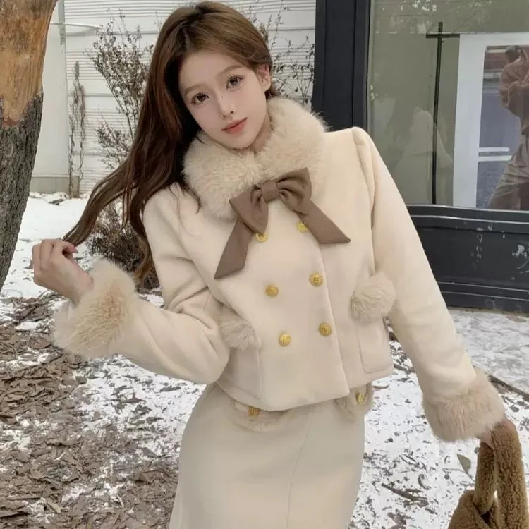 

2025Winter 2-Piece Set Thickened Drama Luxury Main Character Clothing Set Small Fragrance Style Half-length Skirt костюм