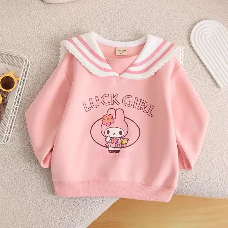 Sweat-shirt dessin animé Sanrioed pour enfants, My Melody Cinnamoroll, pull mignon en Y, vêtements pour filles, automne, hiver