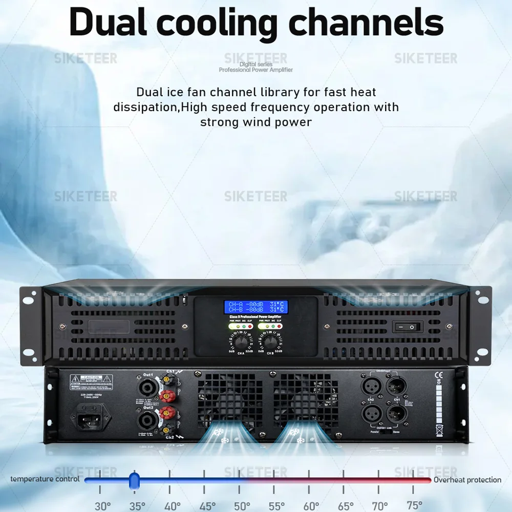 Professional digital power amplifier system 2/4*1100W suitable for bar parties, outdoor activities and stage performances