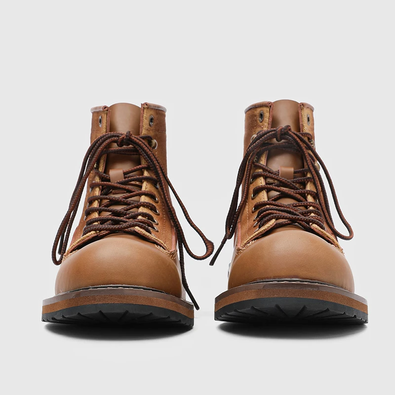 سميكة سوليد دراجة نارية الرجال الأحذية الرجعية النمط البريطاني في الهواء الطلق الترفيه المشي لمسافات طويلة عمال حذاء من الجلد الارتفاع زيادة أحذية رجالي