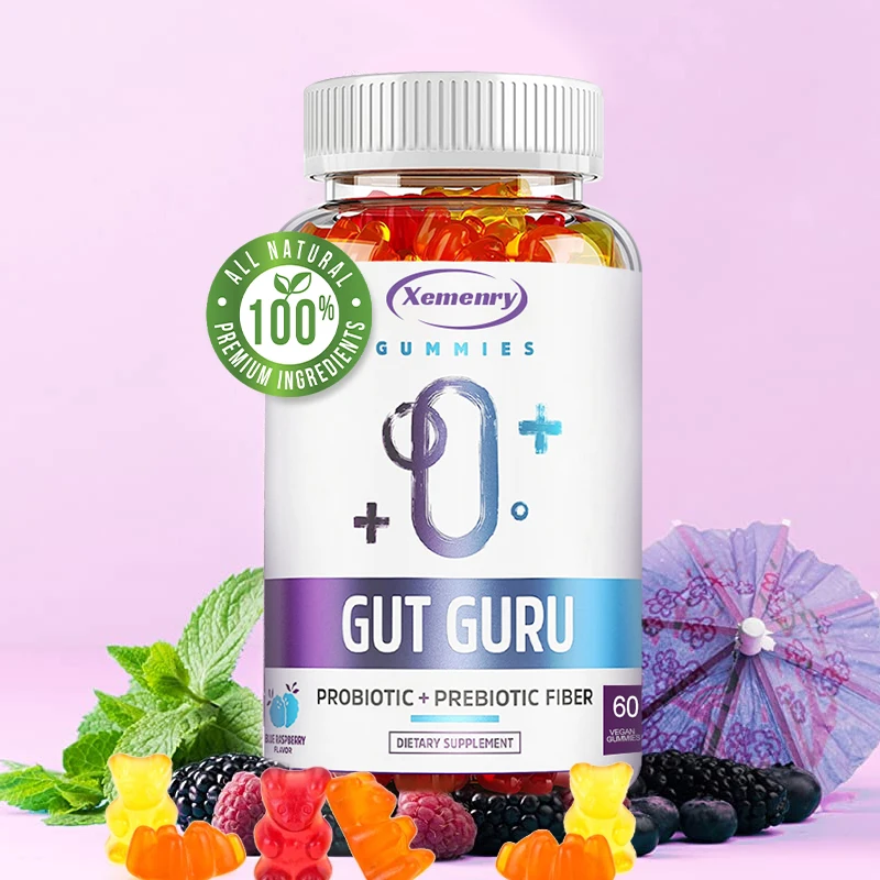 

GUT GURU Prebiotic + Probiotic Gummies - Supports Digestion and Gut Health, Promotes Bowel Regularity Zinc, Boosts Immunity